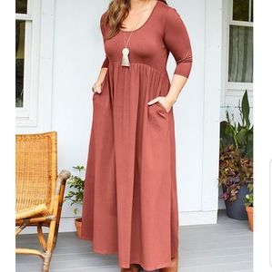 Matilda Jane Country Drive PETITE Maxi Dress, Medium, pockets, rose